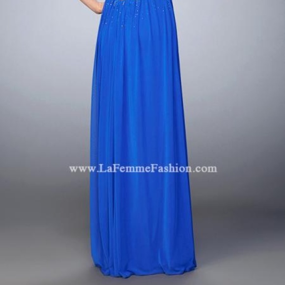 NEW La Femme 21836 Blue Prom Gown - Picture 5 of 6